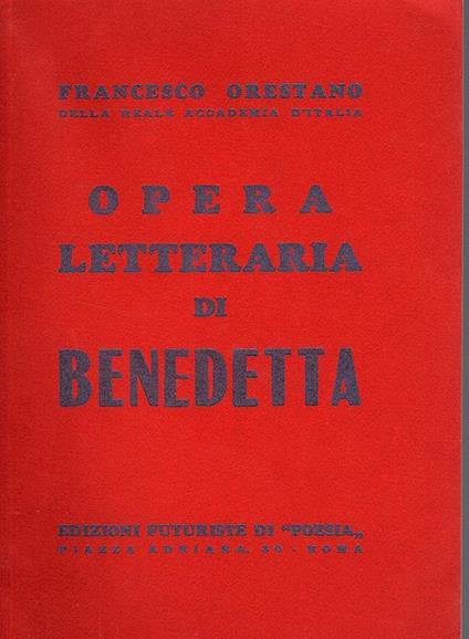 Opera letteraria di Benedetta - Francesco Orestano - copertina