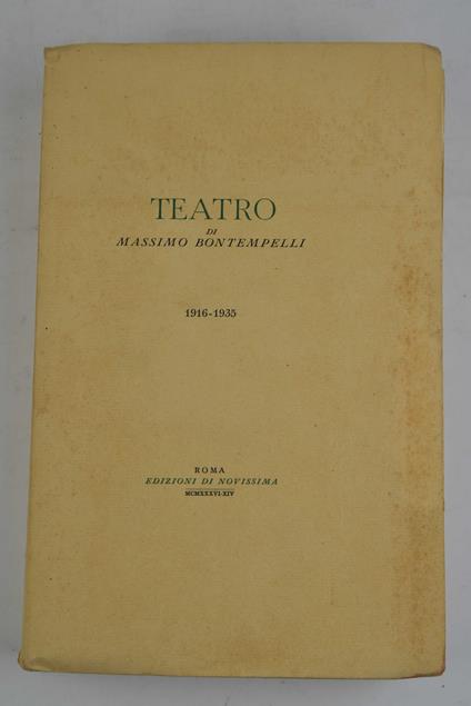 Teatro… 1916-1935 - Massimo Bontempelli - copertina