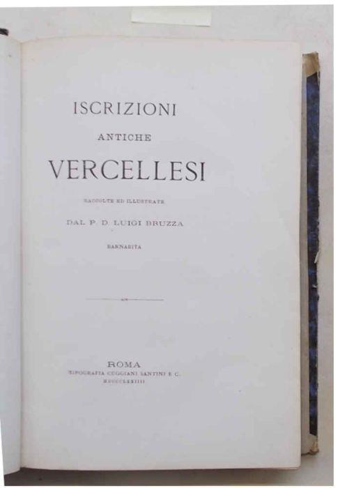 Iscrizioni antiche vercellesi - Luigi Bruzza - copertina