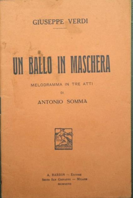 Un ballo in maschera - Giuseppe Verdi - copertina