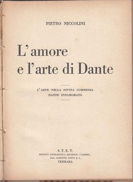L' Amore e L' Arte di Dante - Pietro Niccolini - copertina