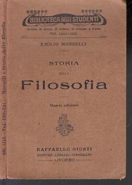 Storia Della Filosofia - Emilio Morselli - copertina