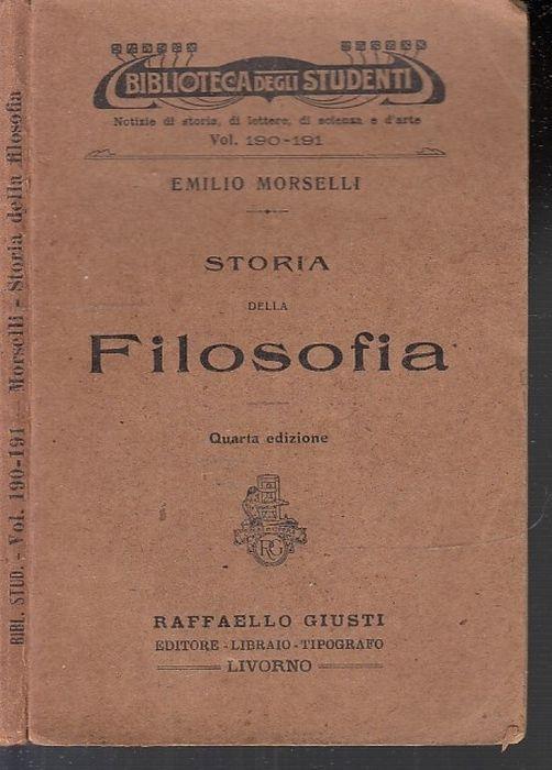 Storia Della Filosofia - Emilio Morselli - copertina