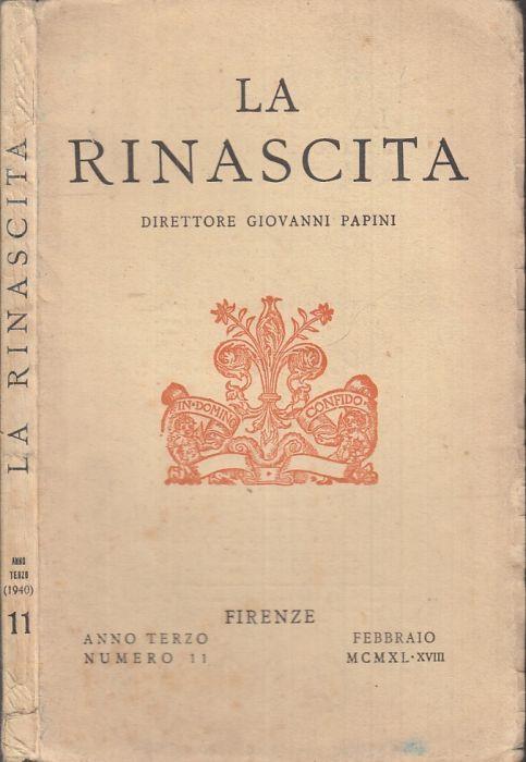 Rivista La Rinascita Anno Terzo N.11 - copertina