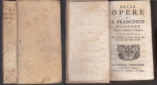 Opere S. Francesco di Sales Tomo Ii Settecentina - copertina