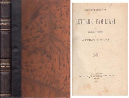 Lettere Familiari - Giuseppe Baretti - copertina