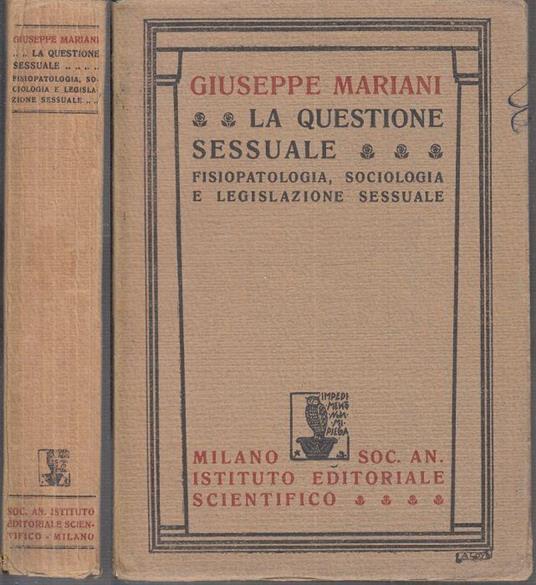 La Questione Sessuale Legislazione - Giuseppe Mariani - copertina