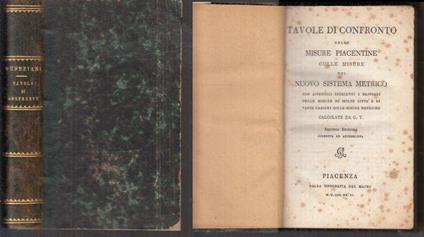 Tavole Confronto Misure Piacentine Nuovo Sistema Metrico - copertina