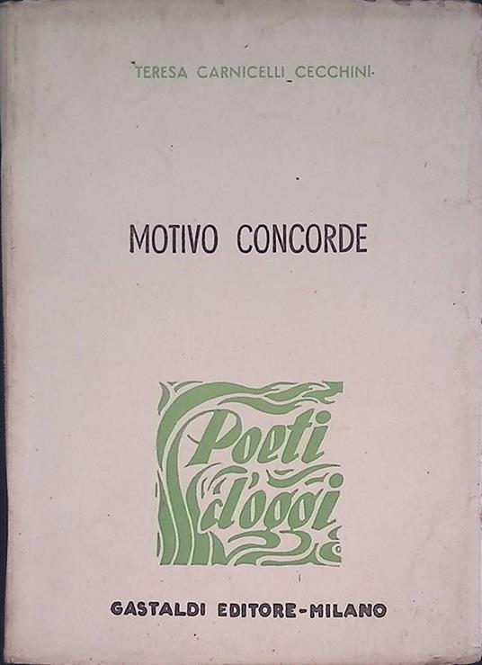 Motivo concorde. Sonetti - copertina