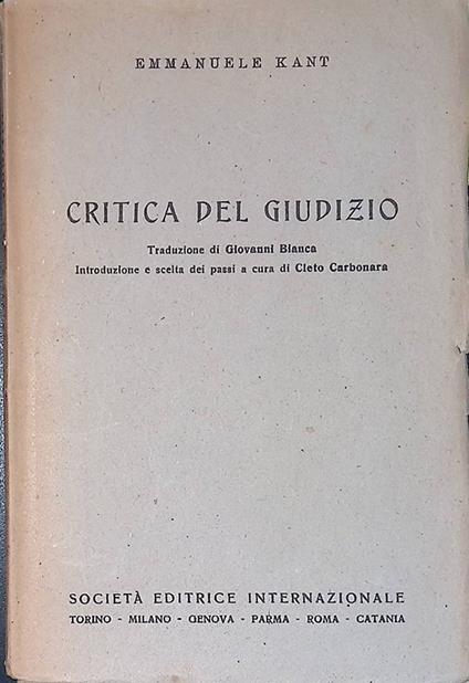 Critica del giudizio - copertina