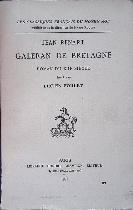 Jean Renart. Galeran de Bretagne - copertina