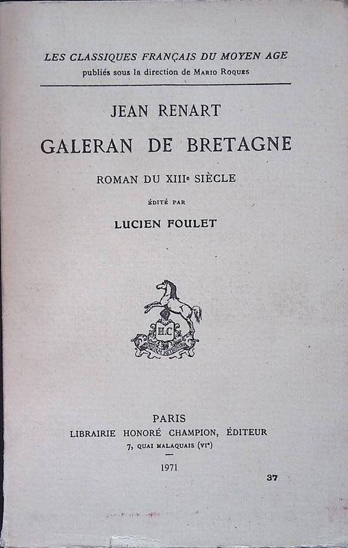 Jean Renart. Galeran de Bretagne - copertina