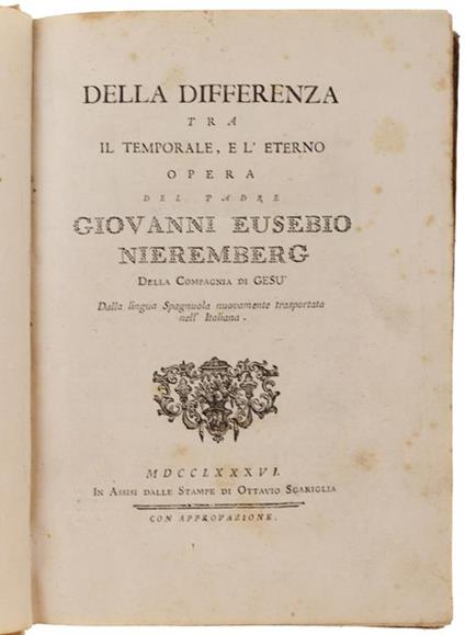 Della Differenza Tra Il Temporale E L'eterno - copertina