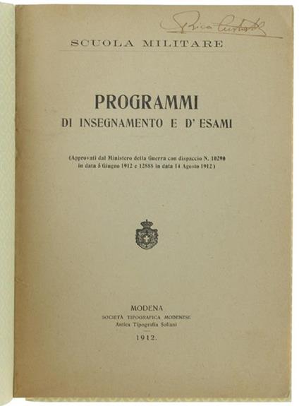 Programmi Di Insegnamento E D'esami - copertina