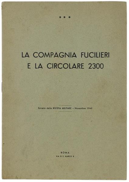 La Compagnia Fucilieri E La Circolare 2300 - copertina