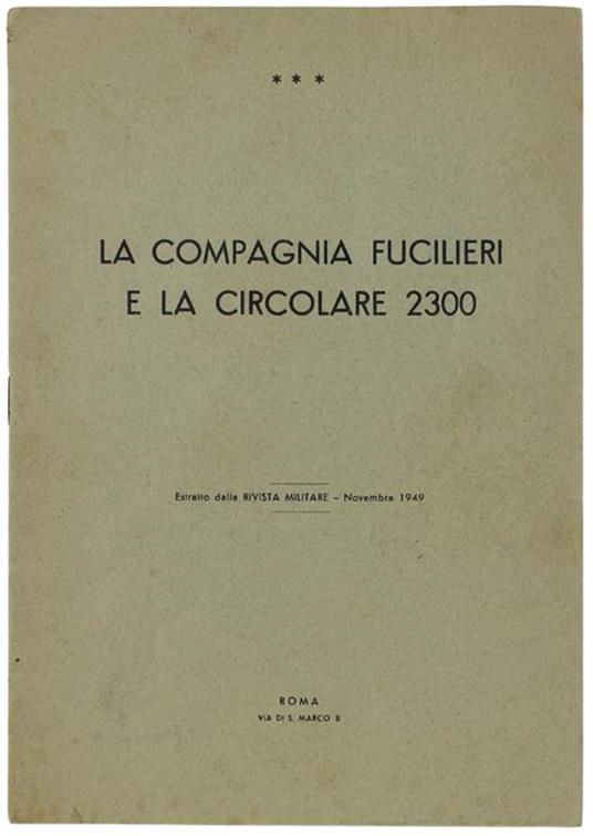 La Compagnia Fucilieri E La Circolare 2300 - copertina