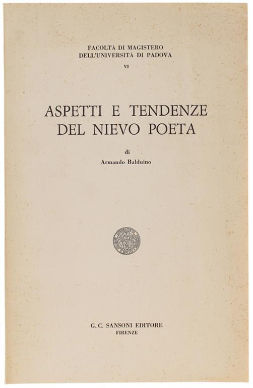 Aspetti E Tendenze Del Nievo Poeta - Armando Balduino - copertina