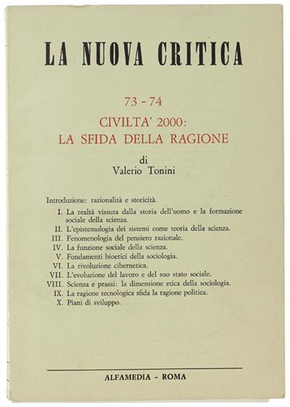 Civilta' 2000 La Sfida Della Ragione. La Nuova Critica, 73-74 - Valerio Tonini - copertina