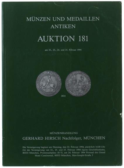 Munzen Und Medaillen Antiken. Auktion 181. Am 22, 23, 24, 25 Februar 1994 - copertina