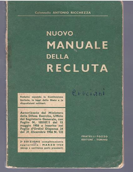 Nuovo Manuale Della Recluta - Antonio Ricchezza - copertina