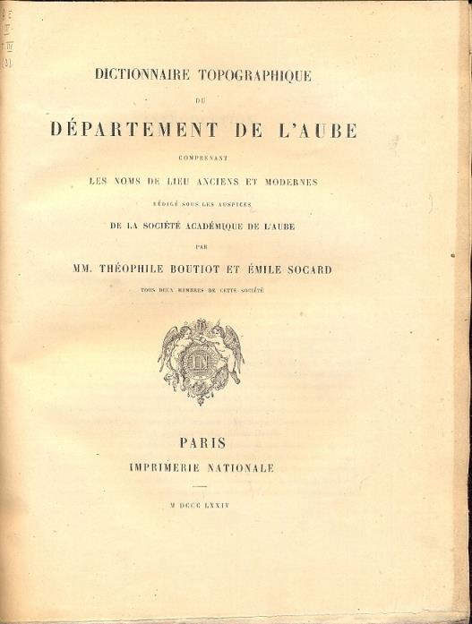 Dictionnaire topographique de la France comprenant les noms de lieu anciens et modernes - copertina