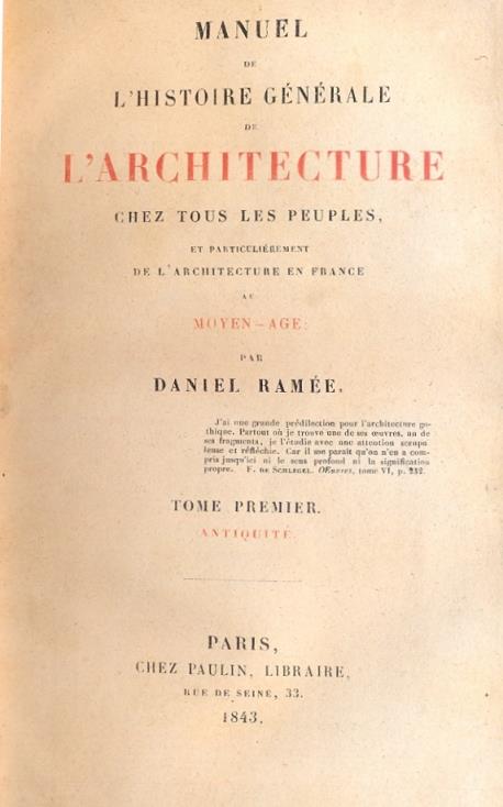 Manuel de l'histoire generale de l'architecture chez tous les peuples, et particulierement de l'architecture en France au moyen age - Daniel Ramee - copertina
