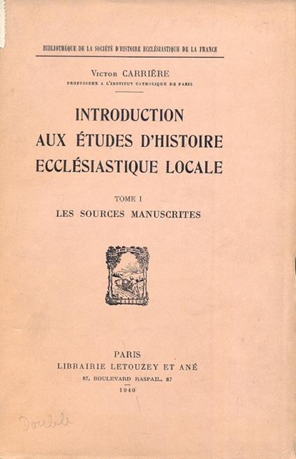 Introduction aux etudes d'histoire ecclèsiastique locale - copertina