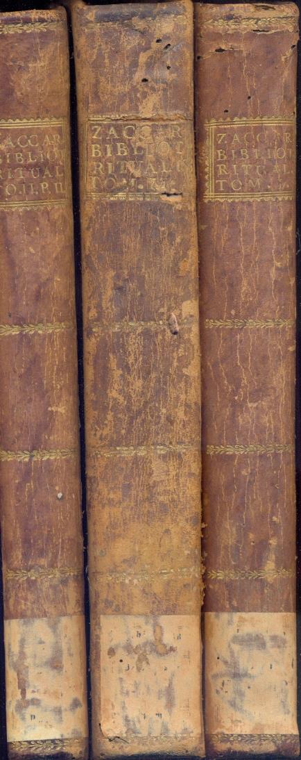 Bibliotheca ritualis concinnatum opus a Francisco Antonio Zaccaria ac duos in tomos tributum quorum alter de libris ipsis ritualibus alter de illorum explanatoribus agit. Tomus I: De libris ad sacros utriusque ecclesiae orientalis, et occidentalis ri - copertina