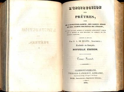 L' Instruction des Pretres, tiree de l'ecriture - Sainte, des Saints pères et des Saint docteurs de l'èglise - copertina
