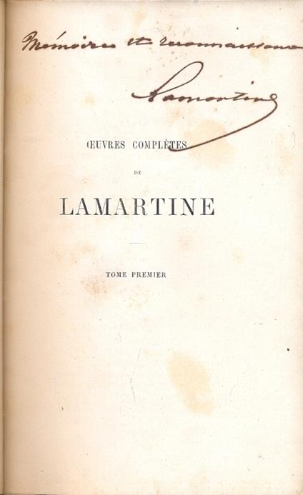 Oeuvres completes. Publiees et inedit. Méditations poétiques - copertina