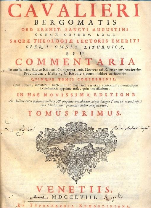 Opera Omnia Liturgica, seu Commentaria in authetica Sacrae Rituum Congregationis Decreta ad Romanum praefertim Breviarium, Missale, Rituale quomodolibet attinentia. Quinque tomis comprehensa - copertina