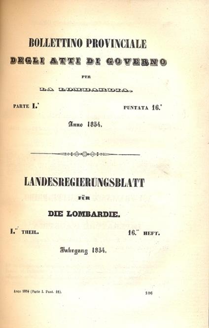 Bollettino Provinciale degli Atti di Governo per la Lombardia - copertina