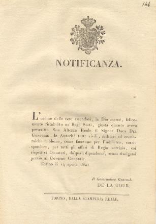 Notificanza con la quale si ristabilisce l'ordine delle cose - copertina