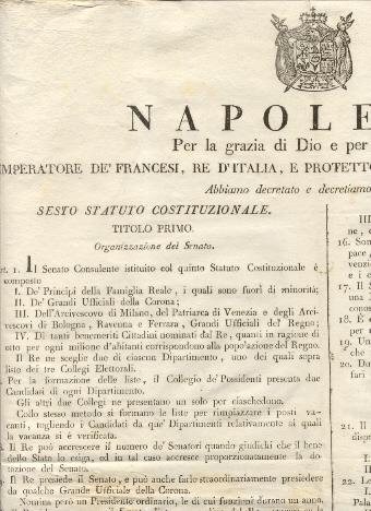 Editto napoleonico che decreta il Sesto Statuto Costituzionale - copertina