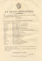 Decreto della Giunta Provvisoria con il quale nominano 20 Capi politici nelle infrascritte Provincie... 26 marzo 1821