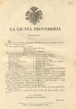 Decreto della Giunta Provvisoria con il quale crea un Consiglio Municipale nella Città di Genova e nomina tre Sindaci e venti Consiglieri... 29 marzo 1821