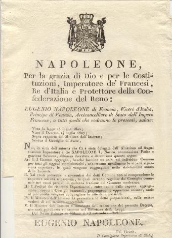 Editto napoleonico che stabilisce che i Comuni aggregati conservano le attività e le passività - copertina