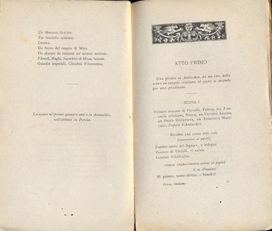 Giuliano l'apostata dramma in cinque atti e in versi - Pietro Cossa - copertina