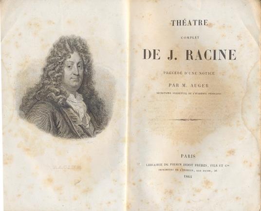 Theatre complet. Precéde d'une notice par M. Auger - copertina