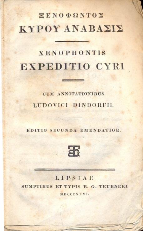 Expeditio Cyri. Cum annotationibus Ludovici Dindorfii - copertina