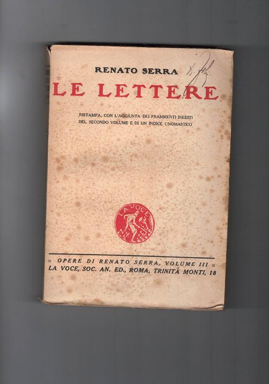 Le lettere. Ristampa. Con l'aggiunta dei frammenti inediti del secondo volume e di un indice onomastico - copertina