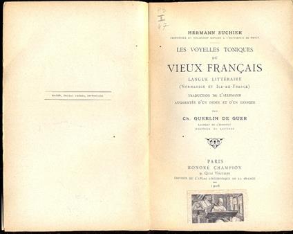 Les voyelles toniques du vieux francais langue litteraire (Normandie et Ile de France) - copertina