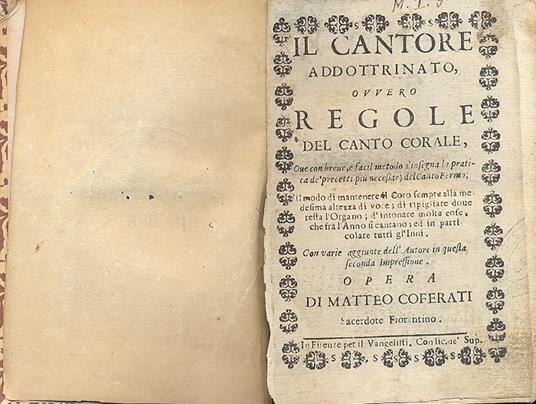 Il Cantore addotrinato, ovvero Regole del canto Corale, ove con breve, e facil metodo s'insegna la pratica de' precetti più necessarj del Canto Fermo - copertina