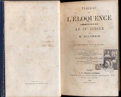 Tableau de L'Eloquence chrètienne au IV siècle - copertina