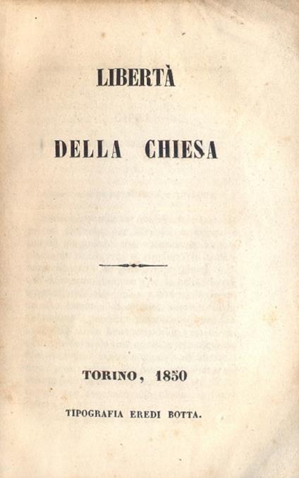 Libertà della Chiesa. (Collezione di buoni libri) - copertina
