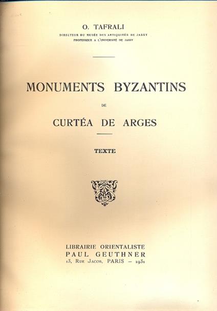 Monuments Byzantins de Curtèa de Arges. Texte - copertina