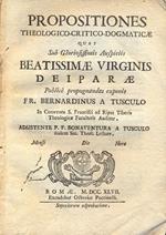 Propositiones Thelogico - Critico - Dogmaticae