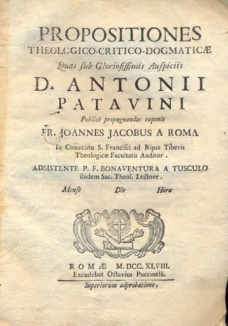 Propositiones Theologico - Critico - Dogmaticae - copertina