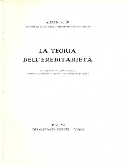 La teoria dell'ereditarietà - Alfred Kuhn - copertina