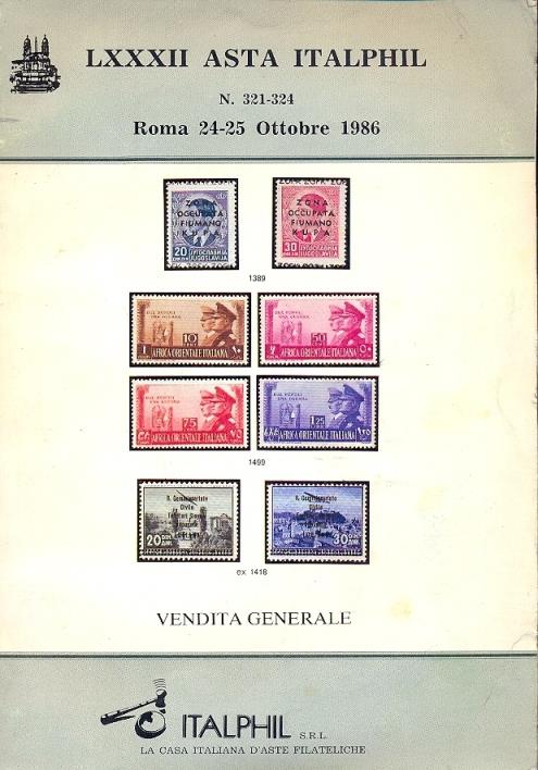 LXXXII Asta Italphil, n. 321-324. Roma 24-25 ottobre 1986 - copertina
